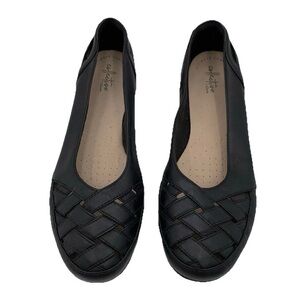 Clarks Collection Ultimate Comfort Leather Flats Gracelin Maze Black Sz 11‎